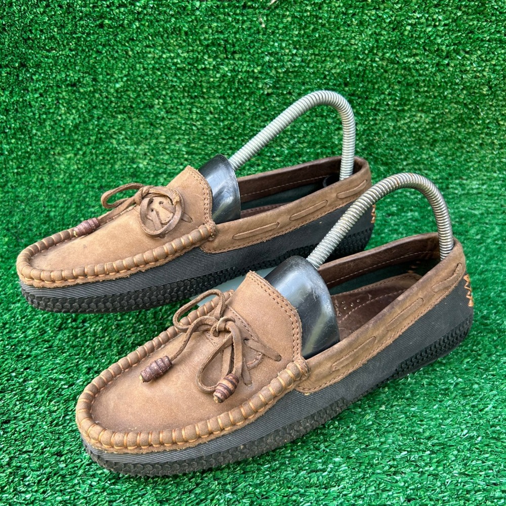 Cole Haan Sporting Mens Brown Leather Moccasin Loafers Rubber Wrap Sole FI059 8M